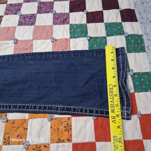 Miss Me Mid Rise Boot Cut Blue Jeans Size 25 Fleur De Lis Studded Embroidered - Picture 11 of 13